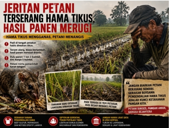 Hama Tikus Hancurkan Sawah Petani Lampung Tengah, Panen Anjlok Hingga 60 Persen di Kecamatan Trimurjo