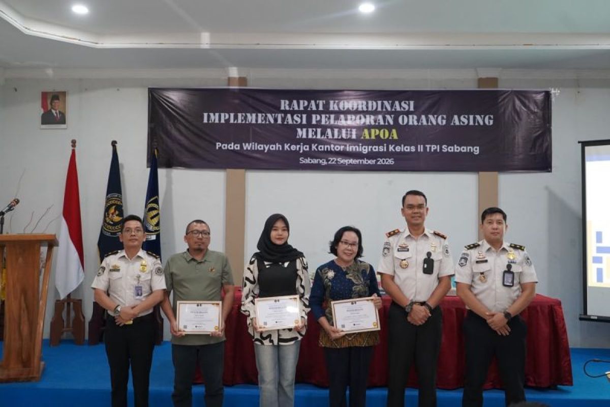 Imigrasi Sabang Dorong 25 Penginapan Pakai Aplikasi APOA Awasi WNA, 3 Usaha Raih Penghargaan
