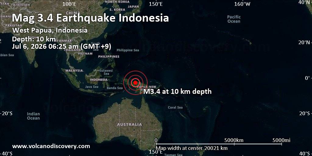 Gempa M 3,4 Guncang Mamberamo Raya, Pusatnya 117 Km dari Mulia, Tidak Dirasakan Warga