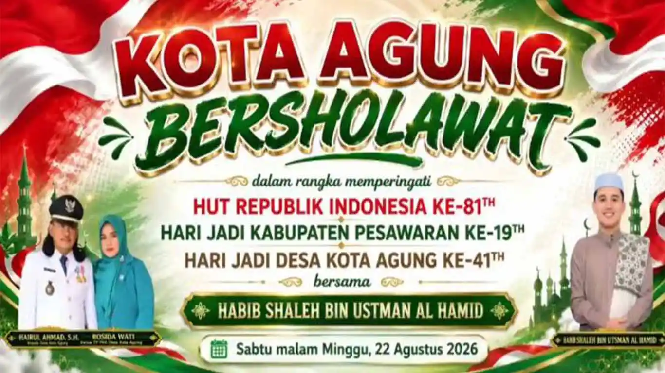 Sholawat Akbar Warnai Hari Jadi Kampung Kota Agung ke-41 di Pesawaran, Warga Diajak Hadir di Lapangan Merdeka