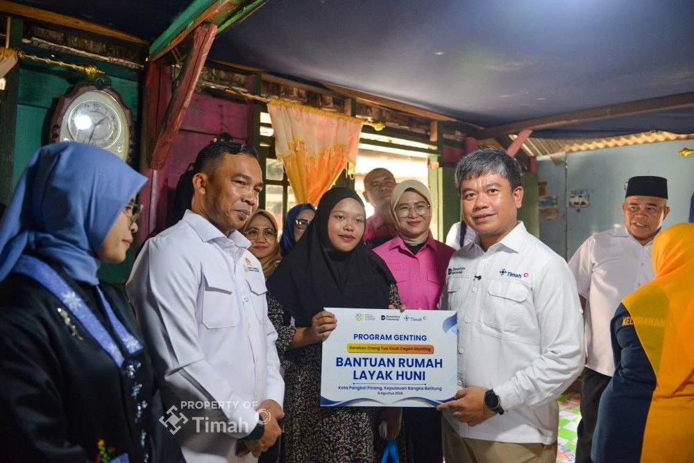 PT TIMAH Serahkan Rumah Layak Huni ke 3 Keluarga Berisiko Stunting di Pangkalpinang, Menteri Wihaji Hadir