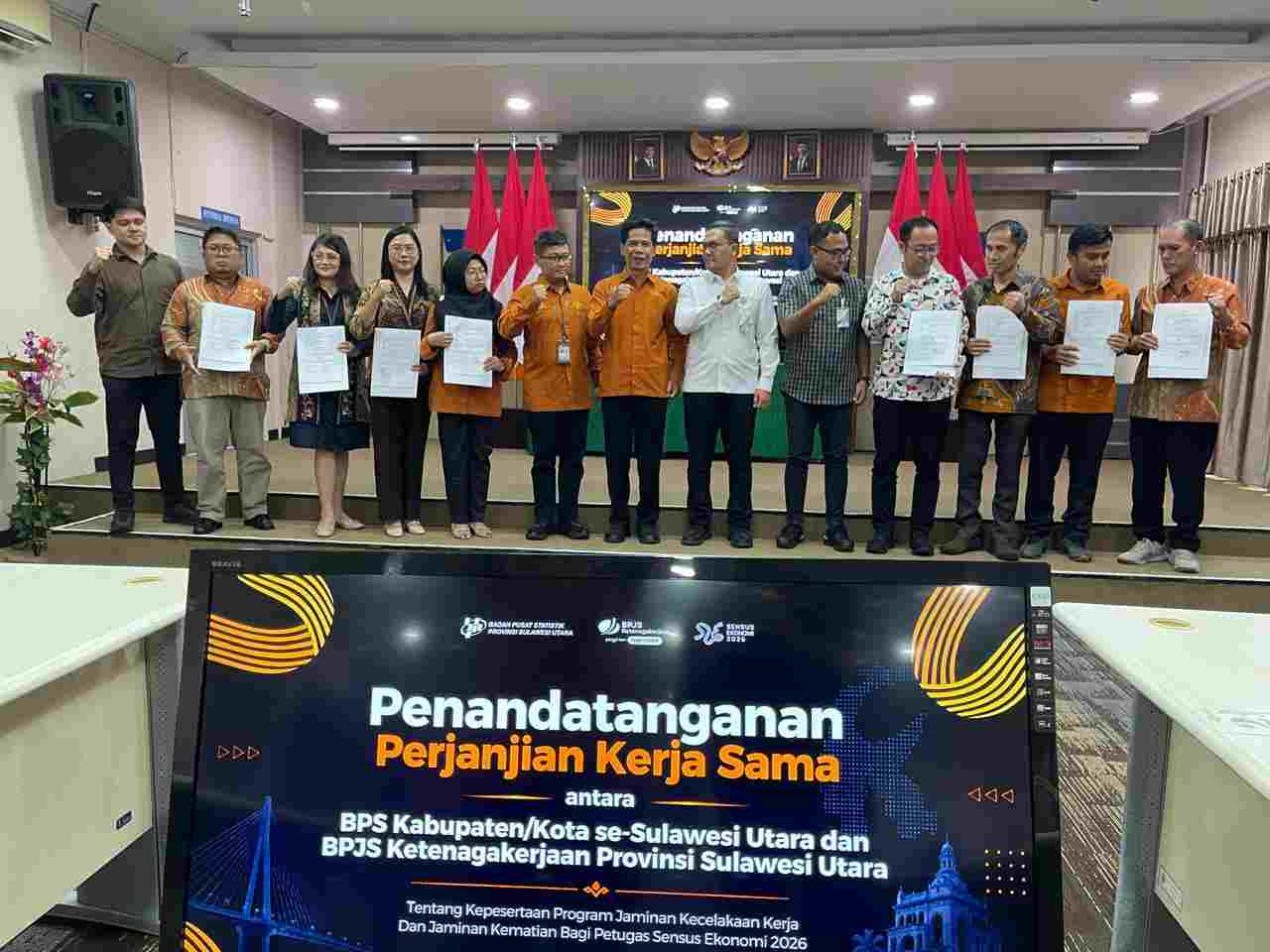 BPS Sulut dan BPJS Ketenagakerjaan Resmi Lindungi 2.401 Petugas Sensus Ekonomi 2026, Jamin Kecelakaan dan Kematian