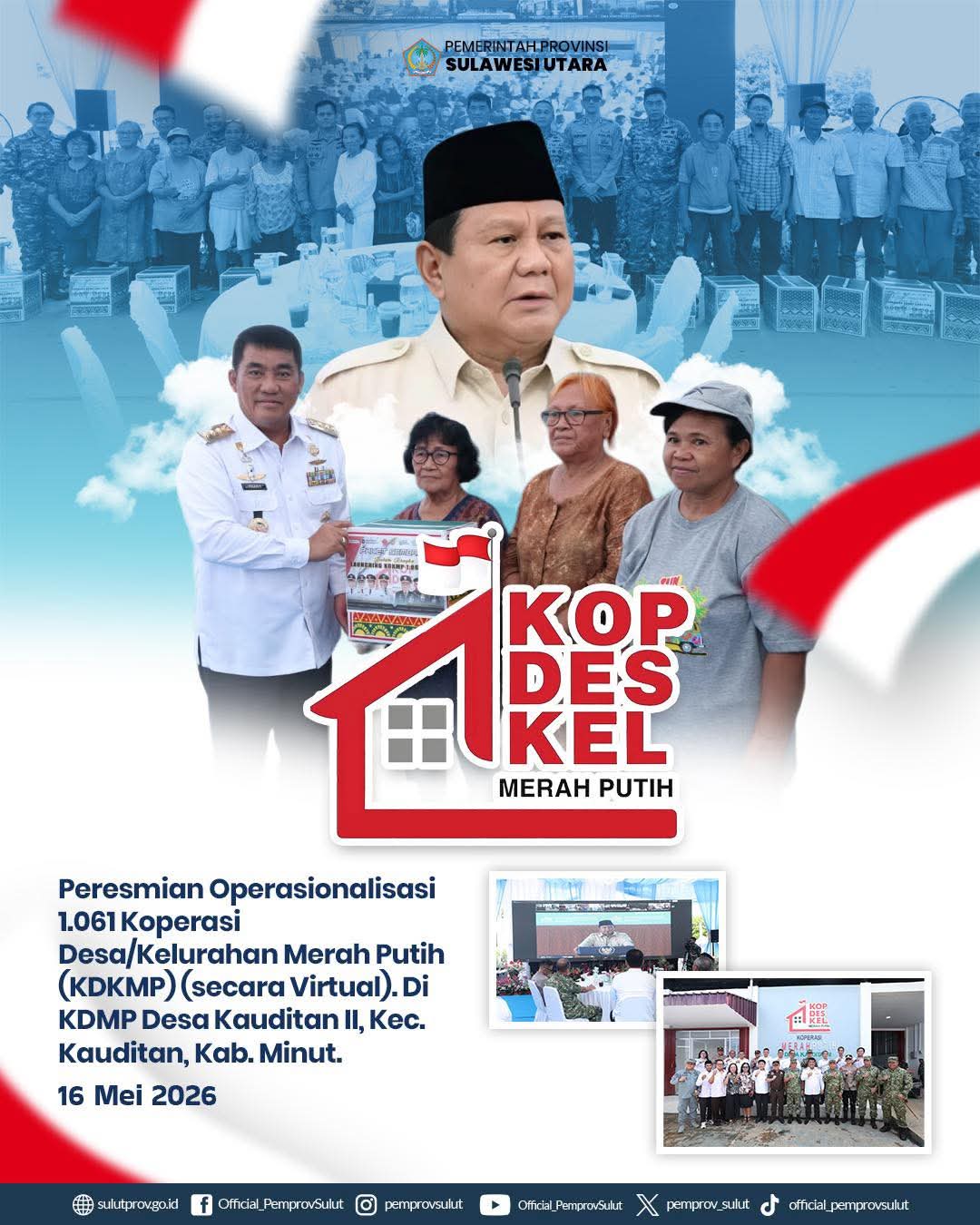 1.061 Koperasi Desa Merah Putih di Sulut Resmi Beroperasi, Gubernur Yulius Minta Pengelolaan Modern dan Digital