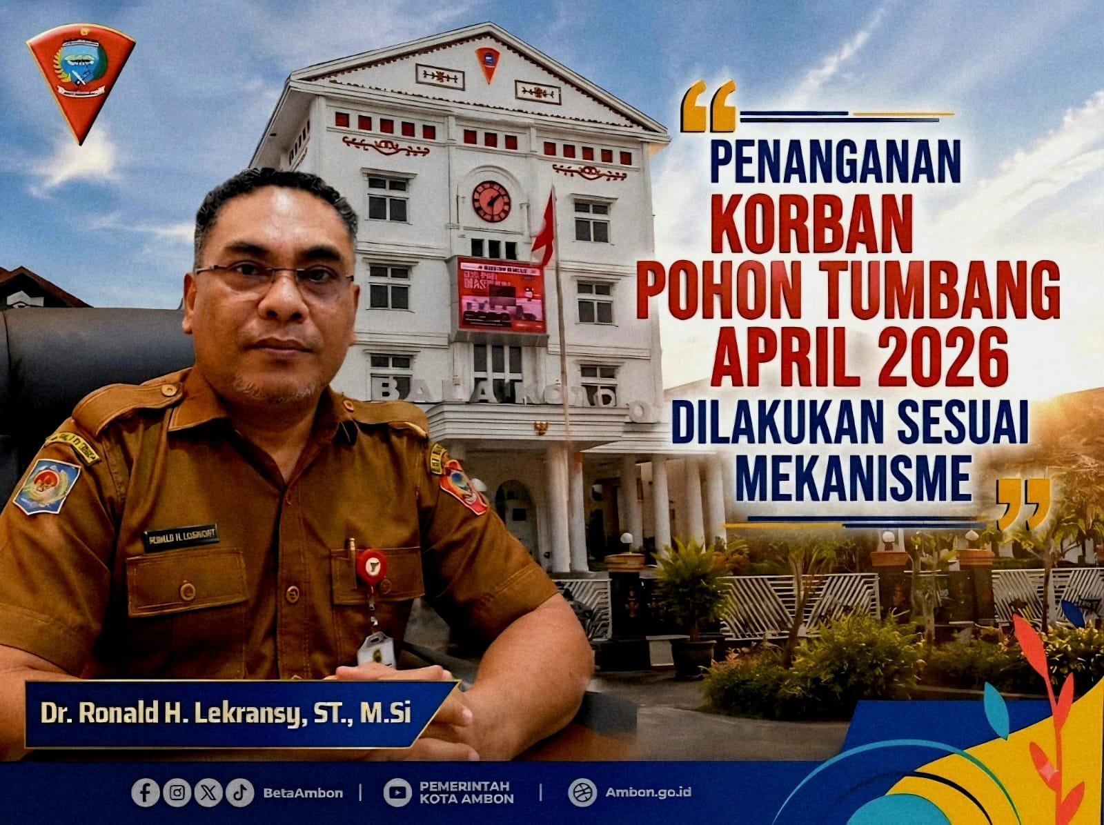 Pemkot Ambon Tanggung Biaya Perawatan Korban Pohon Tumbang di Tantui, Tagihan Rumah Sakit Capai Rp147 Juta