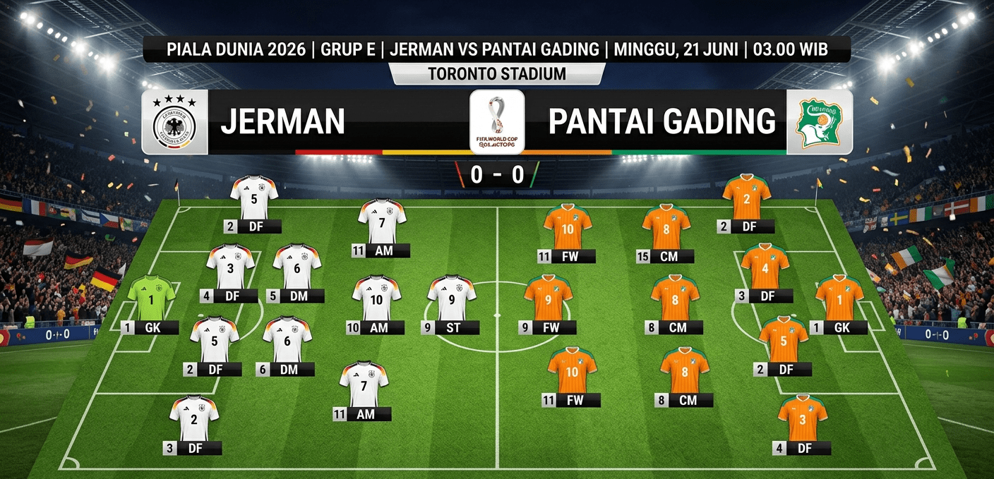 Jerman Hadapi Pantai Gading di Laga Krusial Grup E Piala Dunia 2026, Ini Prediksi Line Up dan Strateginya