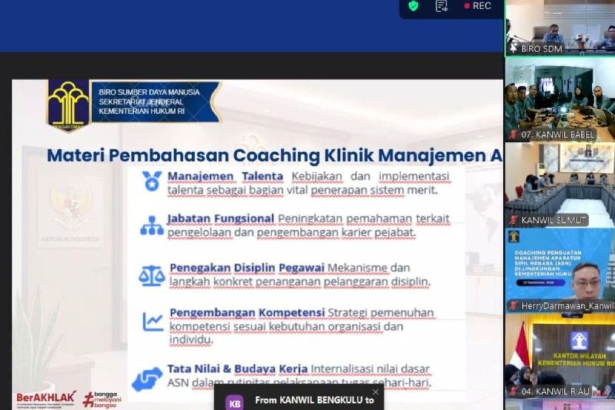 Kanwil Kemenkum Babel Ikuti Coaching Penguatan Manajemen ASN, Bahas Manajemen Talenta hingga Disiplin Pegawai