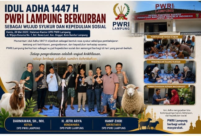 PWRI Lampung Gelar Pemotongan Hewan Kurban Perdana di Kantor Sendiri, Dua Ekor Kambing Disembelih