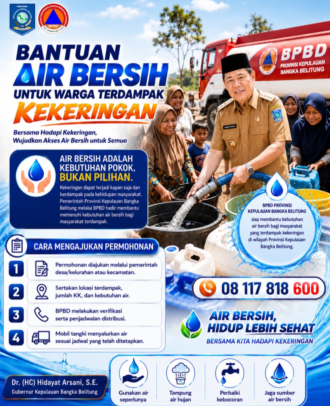 Pemprov Bangka Belitung Siapkan 4 Langkah Cepat Salurkan Air Bersih ke Warga Terdampak Kekeringan