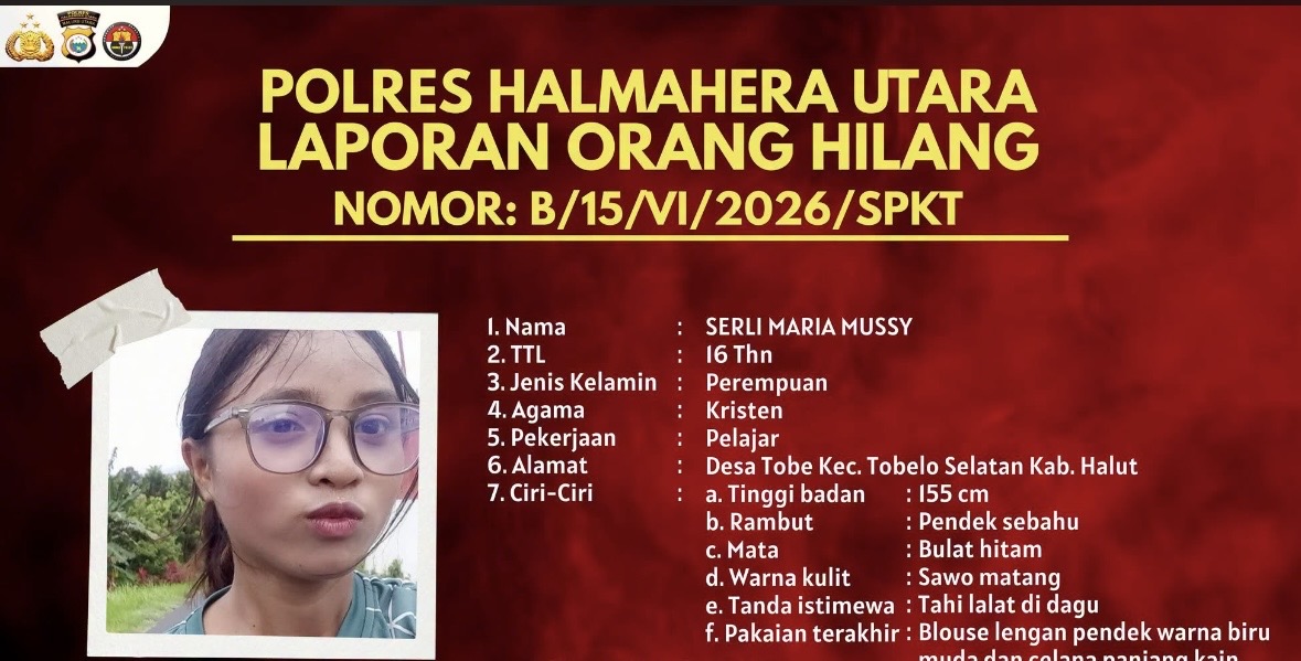 Remaja 16 Tahun di Halmahera Utara Hilang Usai Pamit ke Rumah Ibu, Polisi Terbitkan Laporan Resmi