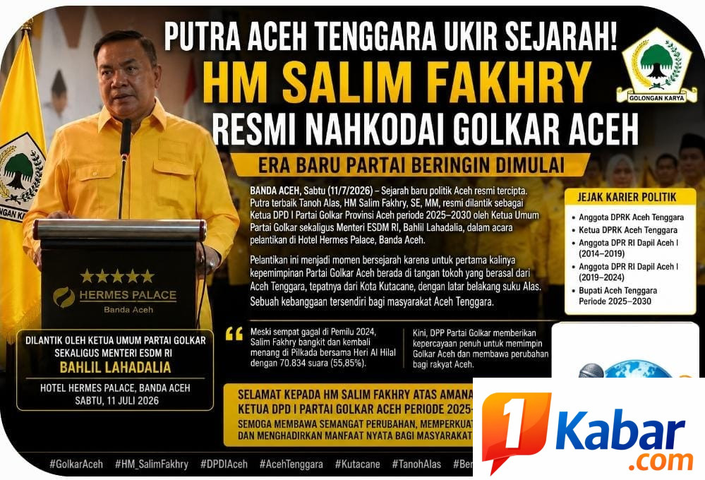 Putra Aceh Tenggara, Bupati HM Salim Fakhry, Resmi Pimpin Golkar Aceh Periode 2025-2030