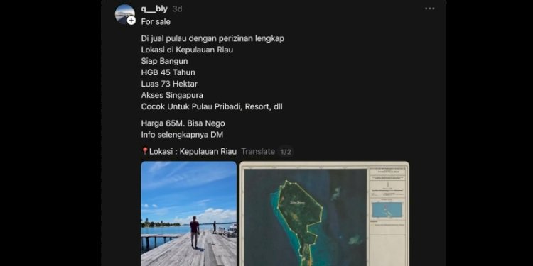 Pemprov Kepri Selidiki Iklan Pulau Katang Lingga Dijual Rp 65 Miliar, Begini Aturan Kepemilikan Pulau di Perbatasan