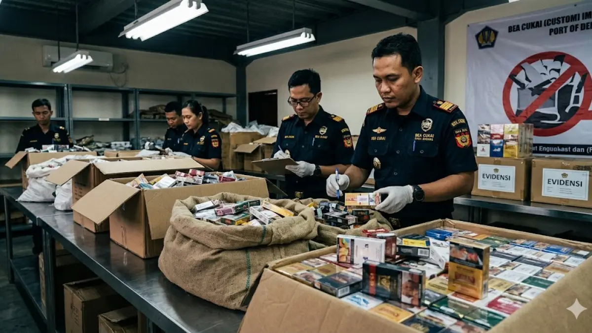 Bea Cukai Denpasar Gagalkan Pengiriman 1,4 Juta Batang Rokok Ilegal di Tabanan, Disamarkan dalam Kaleng Cat