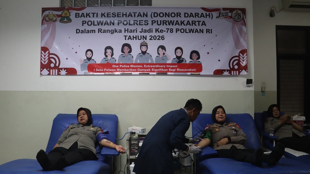 49 Polwan Polres Purwakarta Ikut Donor Darah di PMI, 12 Orang Dinyatakan Layak Sumbang Darah