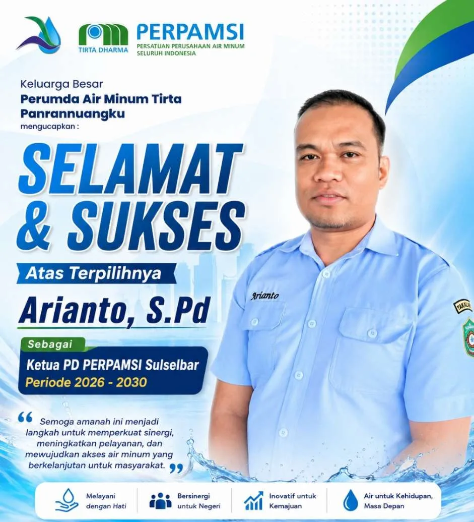 Direktur Perumda Tirta Panrannuangku Takalar Arianto Resmi Pimpin PERPAMSI Sulselbar, Targetkan Inovasi Layanan Air Bersih 2026–2030