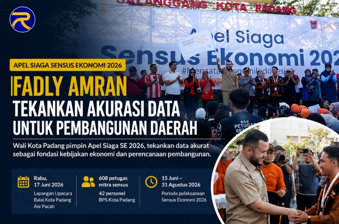 Wali Kota Padang Fadly Amran Tegaskan Akurasi Data Jadi Kunci Sensus Ekonomi 2026, 608 Petugas Dikerahkan