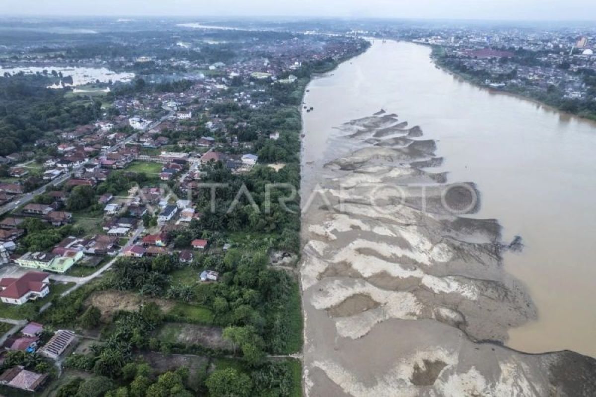 Sungai Batanghari di Jambi Mulai Menyusut, Hamparan Pasir Seluas Lima Hektare Muncul di Tiga Daerah Akibat Kemarau