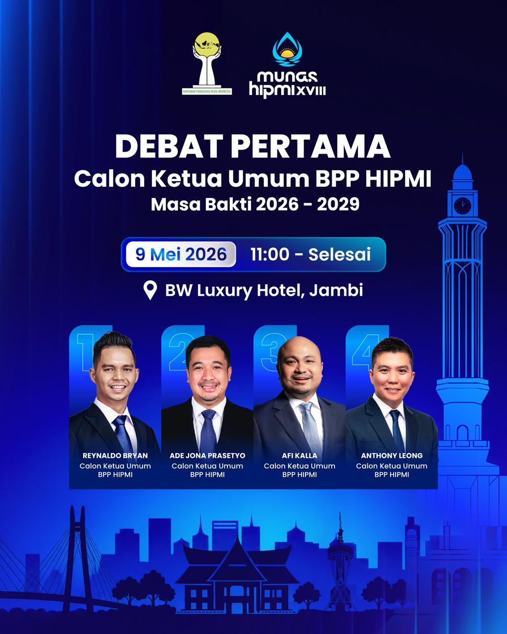Jambi Jadi Tuan Rumah Debat Perdana Empat Calon Ketua Umum HIPMI