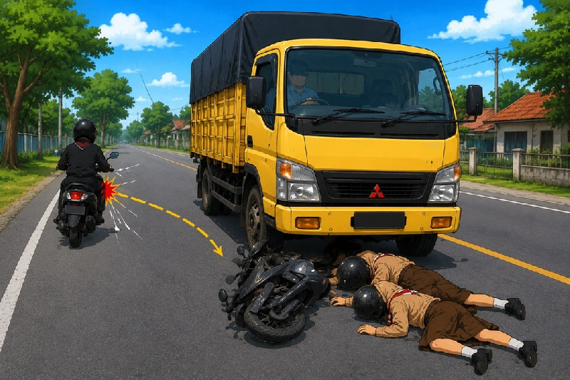 Kecelakaan Maut di Jalan Lhoksukon: Dua Siswi SMA Tewas Usai Motor Honda Vario Tabrak Colt Diesel