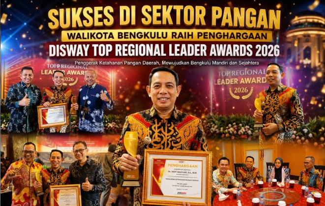 Wali Kota Bengkulu Dedy Wahyudi Raih Penghargaan Disway Top Regional Leader Awards 2026, Diapresiasi sebagai Penggerak Ketahanan Pangan