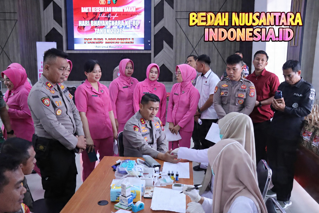 Polres Morowali Gelar Donor Darah Peringati Hari Bhayangkara ke-80, 300 Kantong Darah Terkumpul