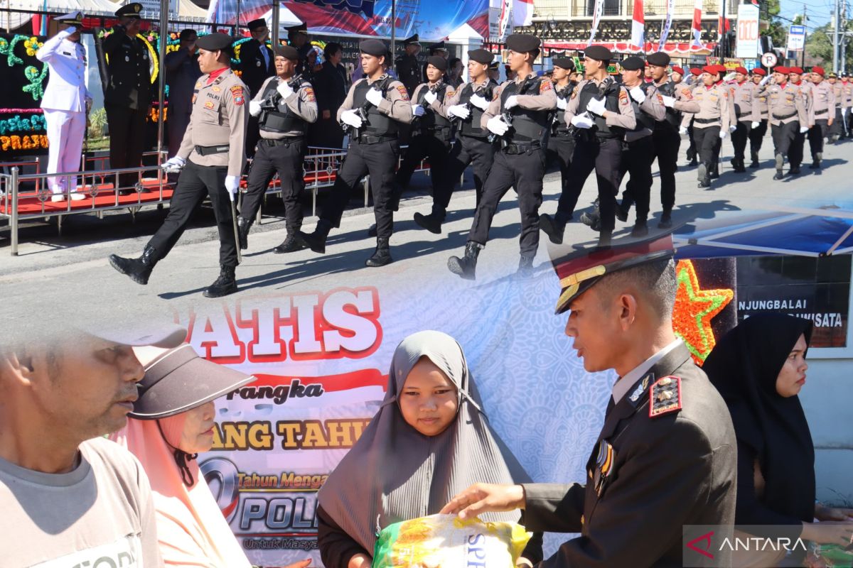 Defile dan 100 Paket Beras untuk Warga Kurang Mampu Warnai HUT Bhayangkara ke-80 di Tanjungbalai