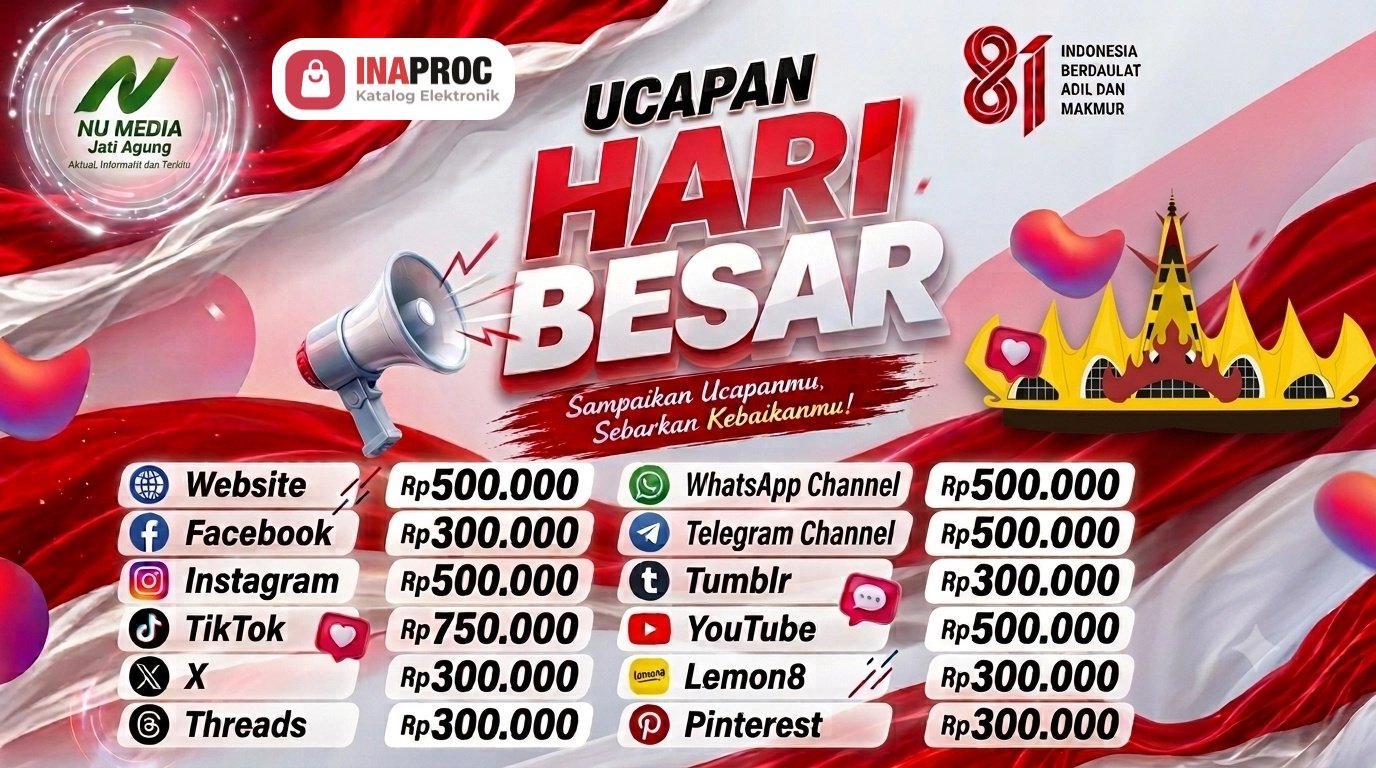 NU MEDIA Jati Agung Masuk INAPROC, Layanan Publikasi Ucapan Hari Besar untuk Instansi Pemerintah Kini Tersedia di Katalog Elektronik