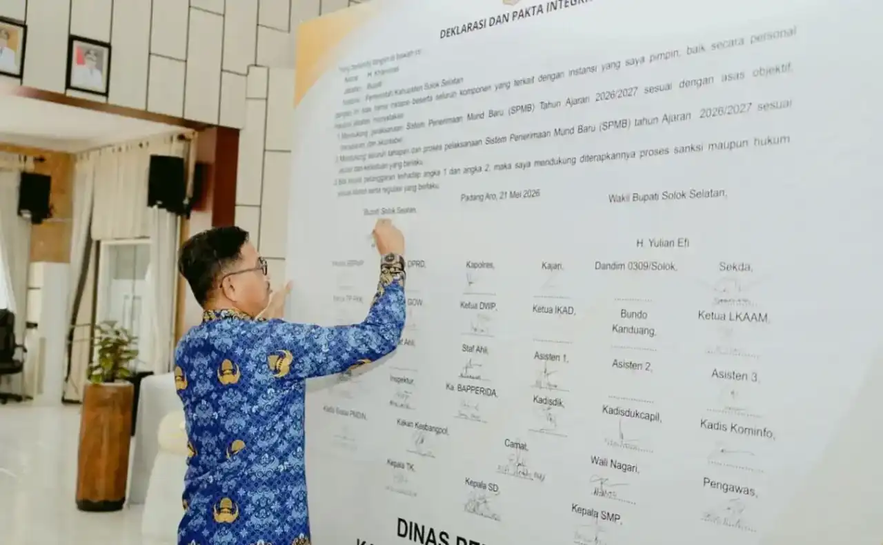 Pemkab Solok Selatan Teken Pakta Integritas Penerimaan Murid Baru, 11 Instansi Terlibat Awasi Jalur Zonasi