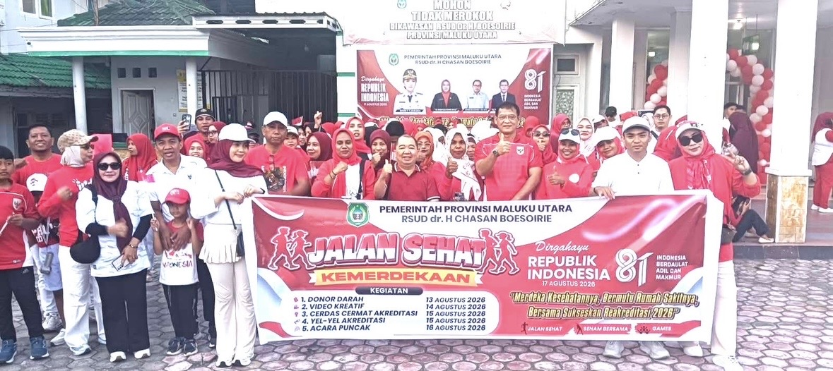RSUD Chasan Boesoirie Maluku Utara Gelar Jalan Sehat dan Lomba 17an, Direktur: Reakreditasi 2026 Adalah Perjuangan Bersama