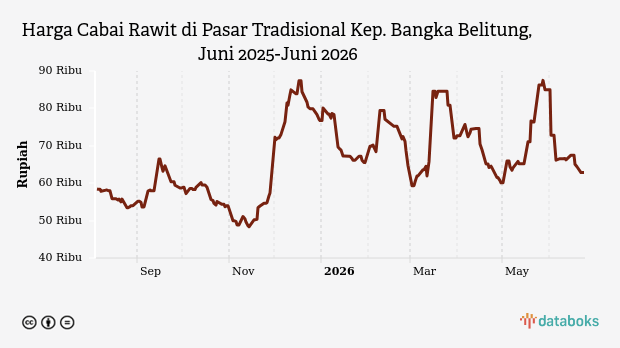 Harga Cabai Rawit di Bangka Belitung Stabil Rp62.850 per Kilogram, Bawang Putih Justru Melonjak 12,5 Persen