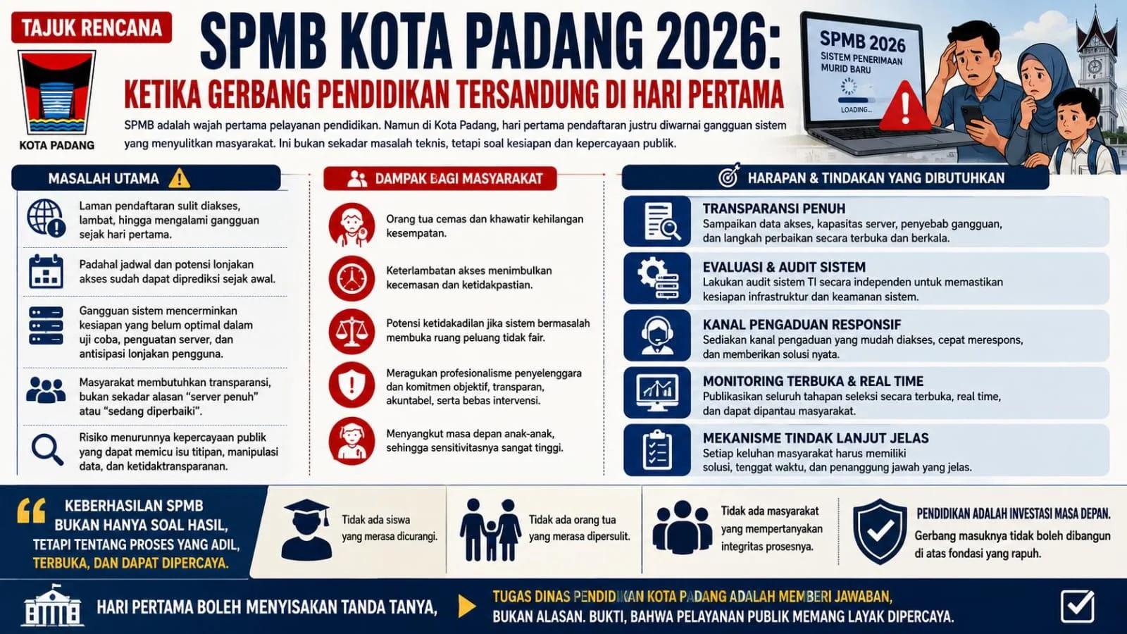 SPMB Kota Padang 2026 Gagal di Hari Pertama, Ratusan Orang Tua Laporkan Laman Sulit Diakses