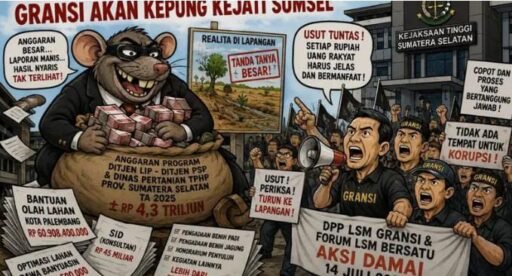 GRANSI dan Forum LSM Bersatu Kepung Kejati Sumsel, Sorot Dana Rp 4,3 Triliun dan Anggaran Olah Lahan Palembang Rp 60,9 Miliar