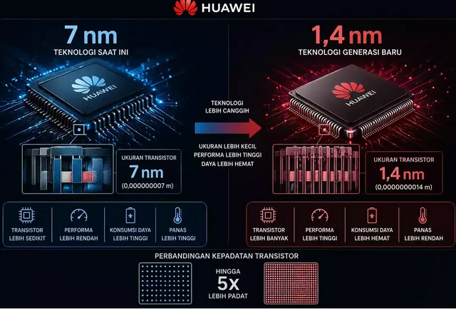 Huawei Targetkan Produksi Cip Setara 1,4 Nm pada 2031, Tertinggal Lima Tahun dari TSMC dan Samsung