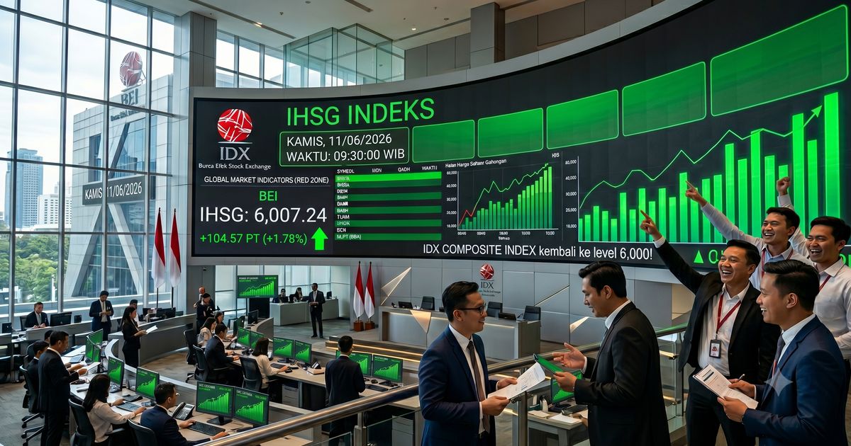 IHSG Kembali ke Level 6.000 Usai Terbang 104 Poin, Saham Perbankan Jadi Motor Penggerak Utama