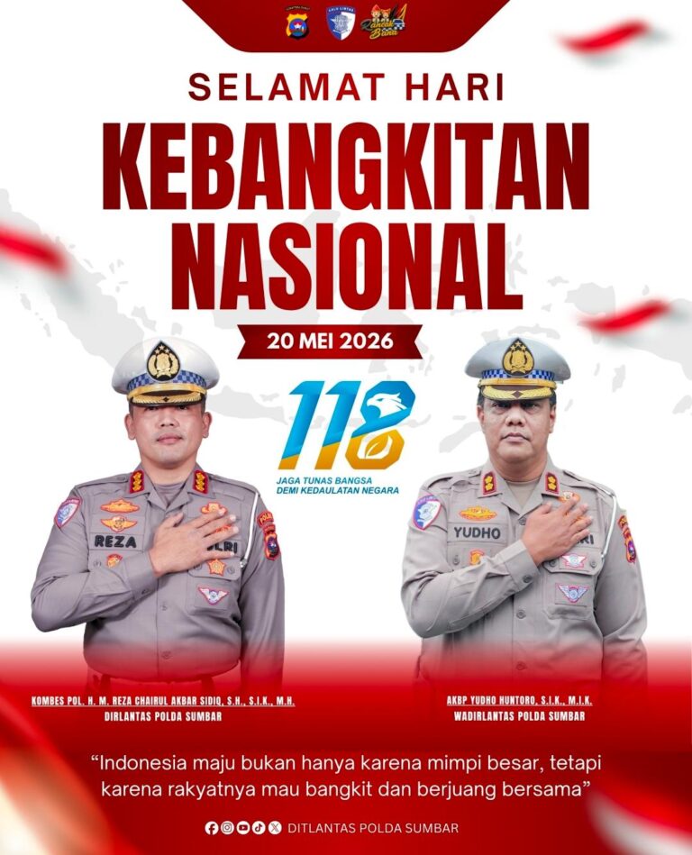 Peringatan Hari Kebangkitan Nasional ke-118, Dirlantas dan Wadirlantas Polda Sumbar Ajak Warga Bangkit dan Bersatu