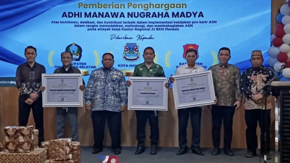 Pemkot Manado Raih Penghargaan Adhi Manawa Nugraha Madya dari BKN Berkat Kebijakan Profiling ASN