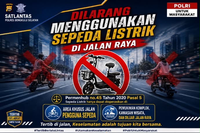Satlantas Polres Bengkulu Selatan Gencar Edukasi Larangan Sepeda Listrik di Jalan Raya, Pengguna Nekat Bakal Dicegat