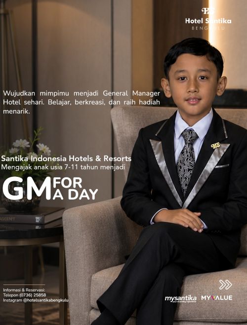 Hotel Santika Bengkulu Buka Program GM For A Day, Anak Usia 7-11 Tahun Bisa Jadi General Manager Sehari