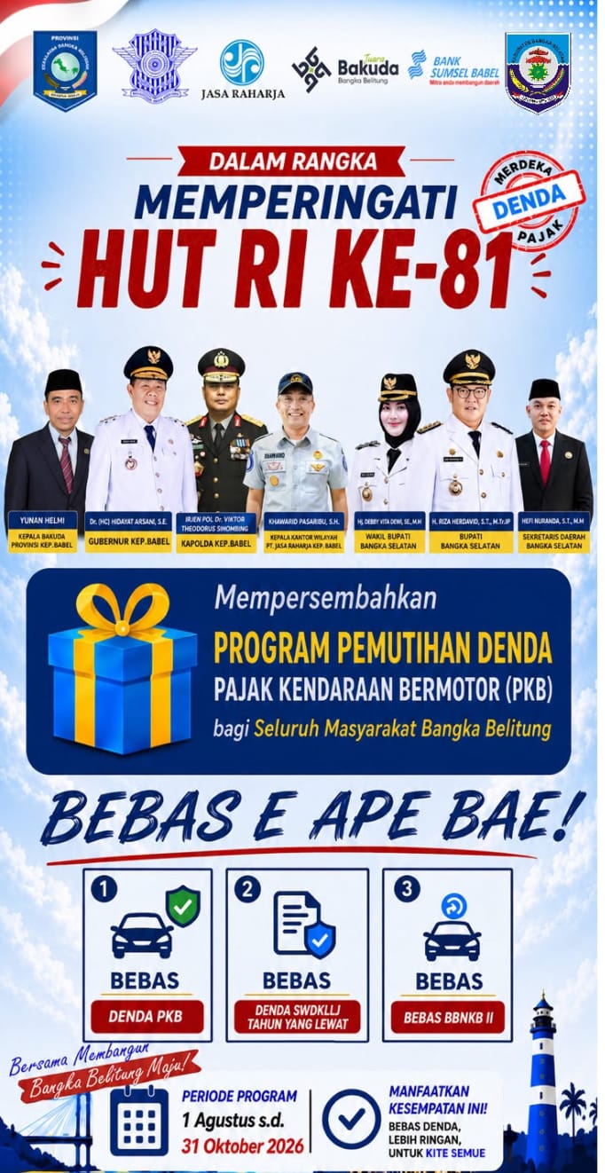 Bupati Bangka Selatan Riza Herdavid Ajak Warga Manfaatkan Pemutihan Pajak Kendaraan Hingga 31 Oktober 2026