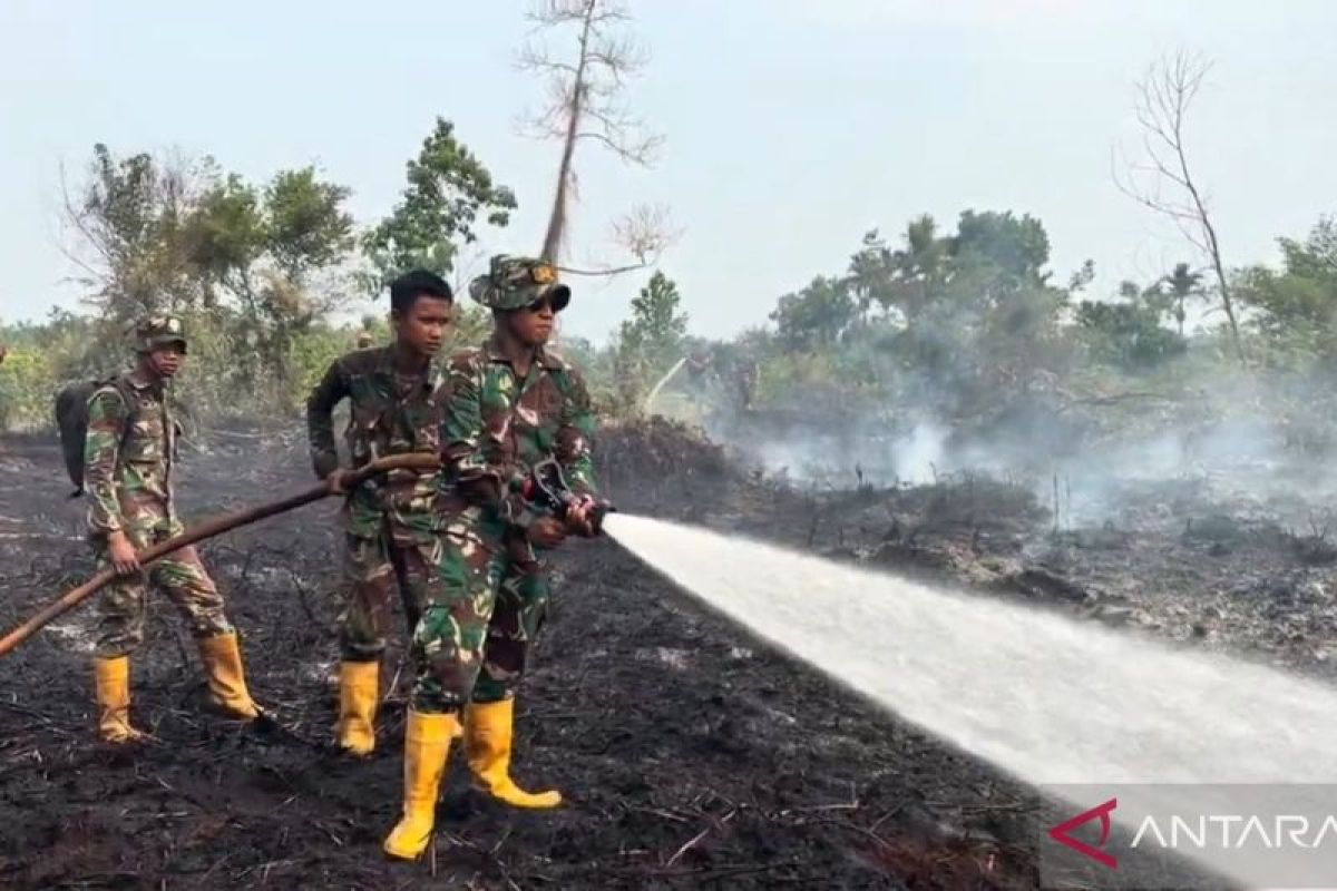 Prajurit Yonif TP 882 Padamkan Karhutla di Rasau Jaya Kubu Raya, Asap Tebal Sempat Ancam Permukiman Warga