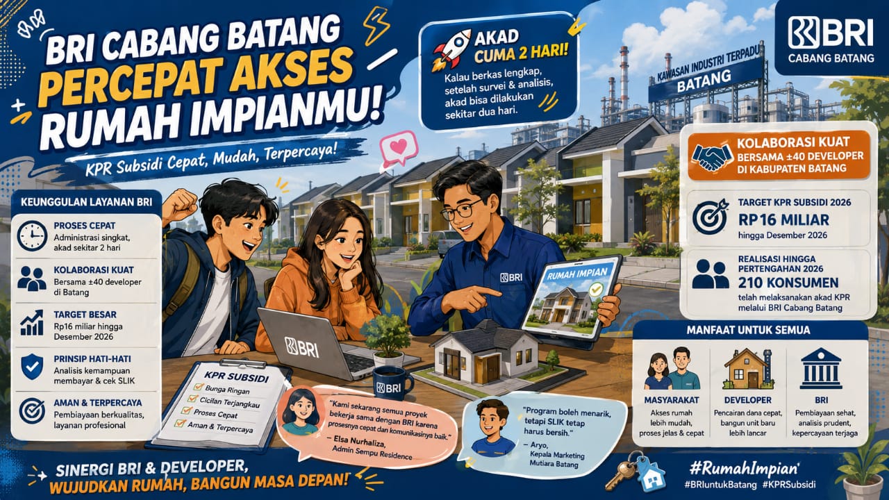 BRI Batang Gandeng 40 Developer, Akad KPR Subsidi Bisa Tuntas Dua Hari