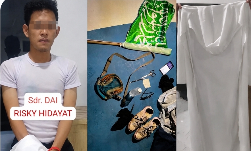 Pria Bawa Jubah Putih dan Bendera Tauhid Masuk Helipad Mapolda Sumsel, Polisi Pastikan Tak Terkait Terorisme