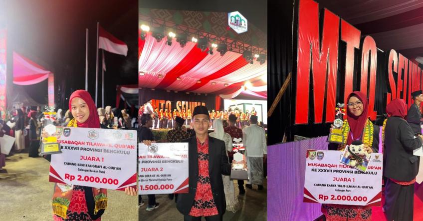 Tiga Mahasiswa UINFAS Bengkulu Borong Juara MTQ Provinsi 2026, Sabet Juara I Kaligrafi dan KTI Al-Qur’an