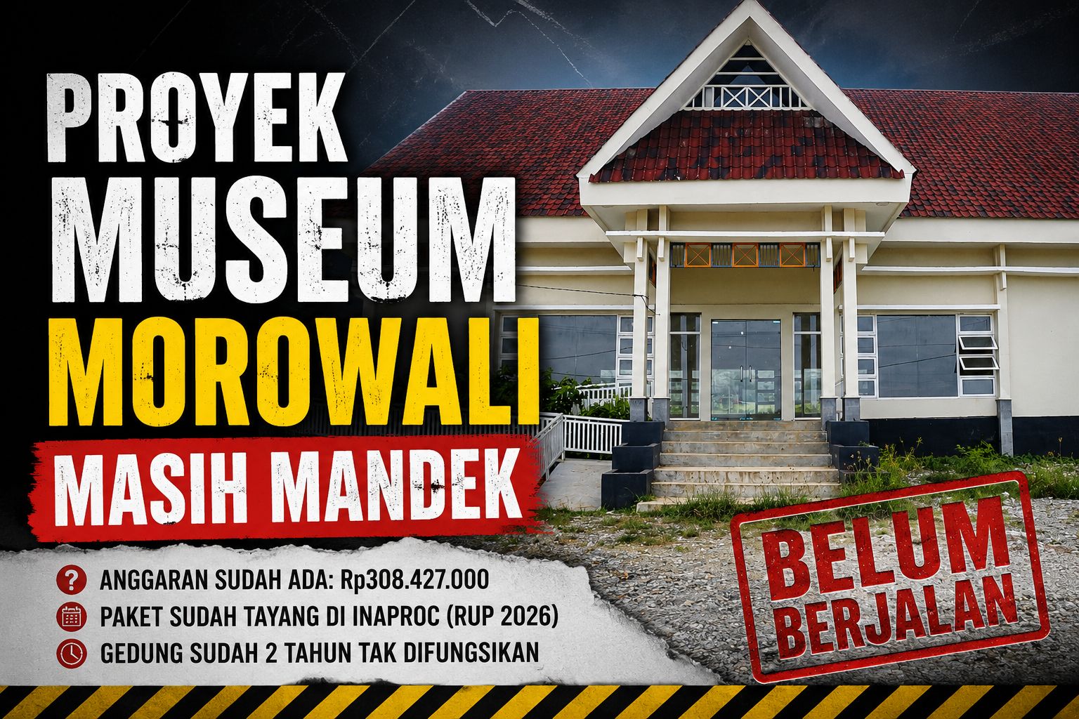 Morowali Punya Gedung Kebudayaan Mangkrak, Etalase Rp 308 Juta Tertahan Telaahan Staf Bupati