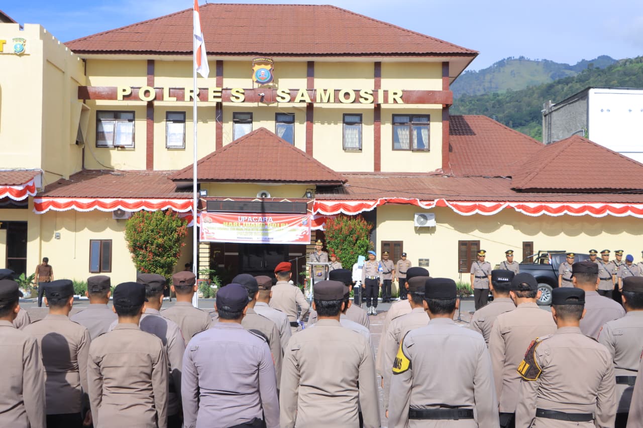Hari Juang Polri 2026 di Polres Samosir: Wakapolres Bacakan Proklamasi Polisi 1945, Tegaskan Polri Milik Rakyat