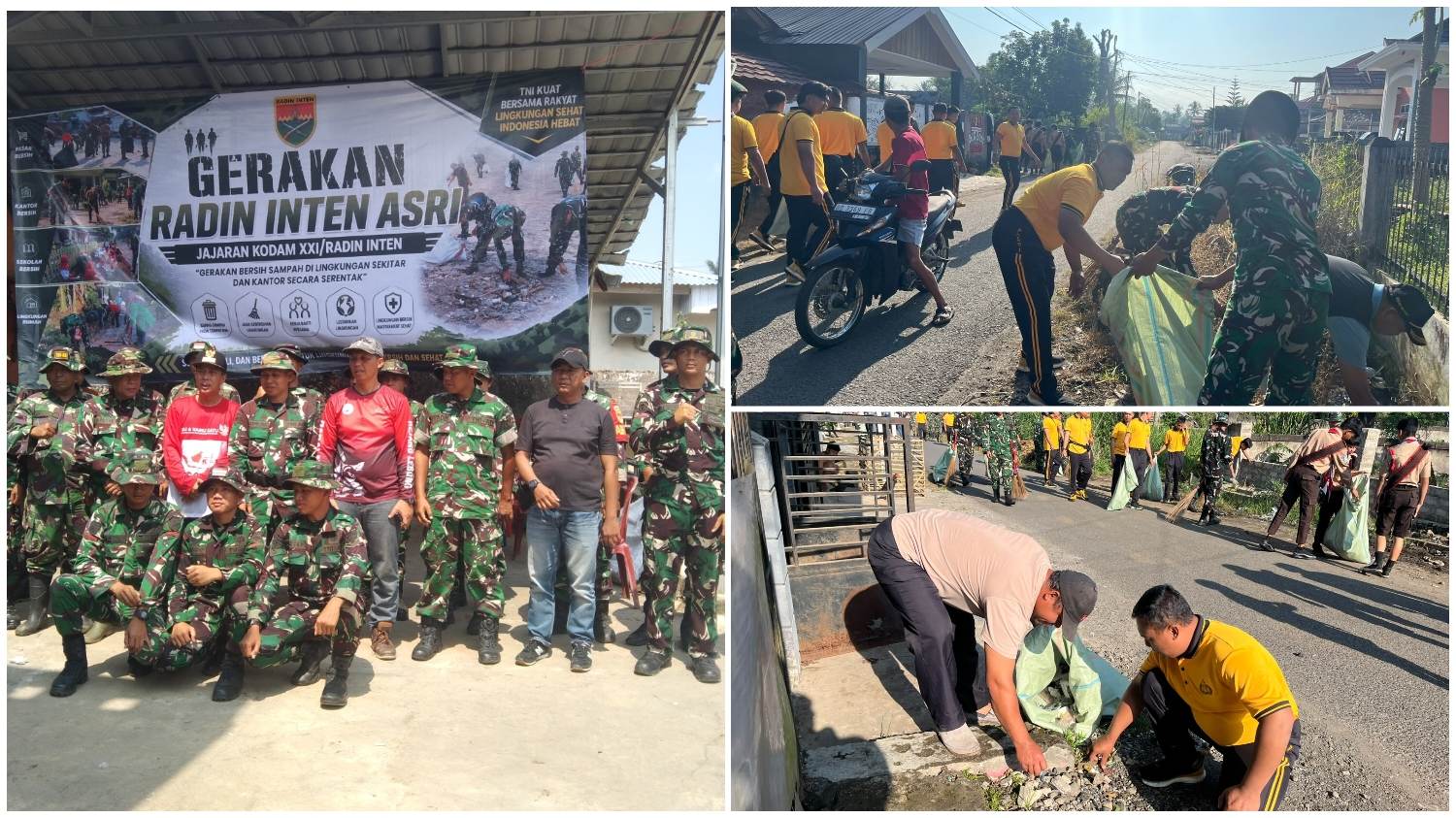 Brigif TP 88/KBK Bersihkan Pasar dan Pemukiman di Rejang Lebong Lewat Gerakan Radin Inten Asri