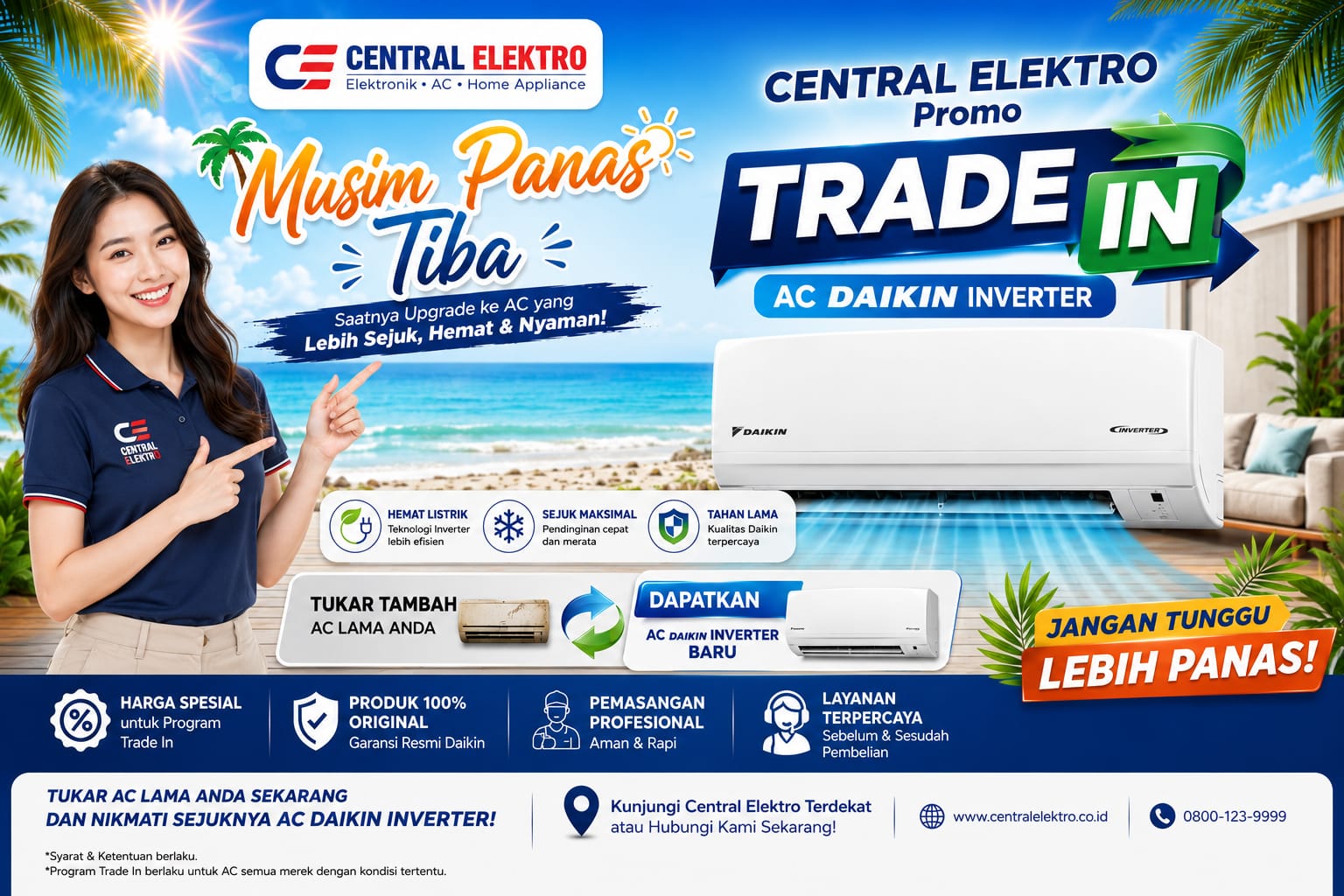Promo Trade In AC Daikin Inverter di Bengkulu, AC Lama Dibeli Rp 500 Ribu-Rp 1,1 Juta