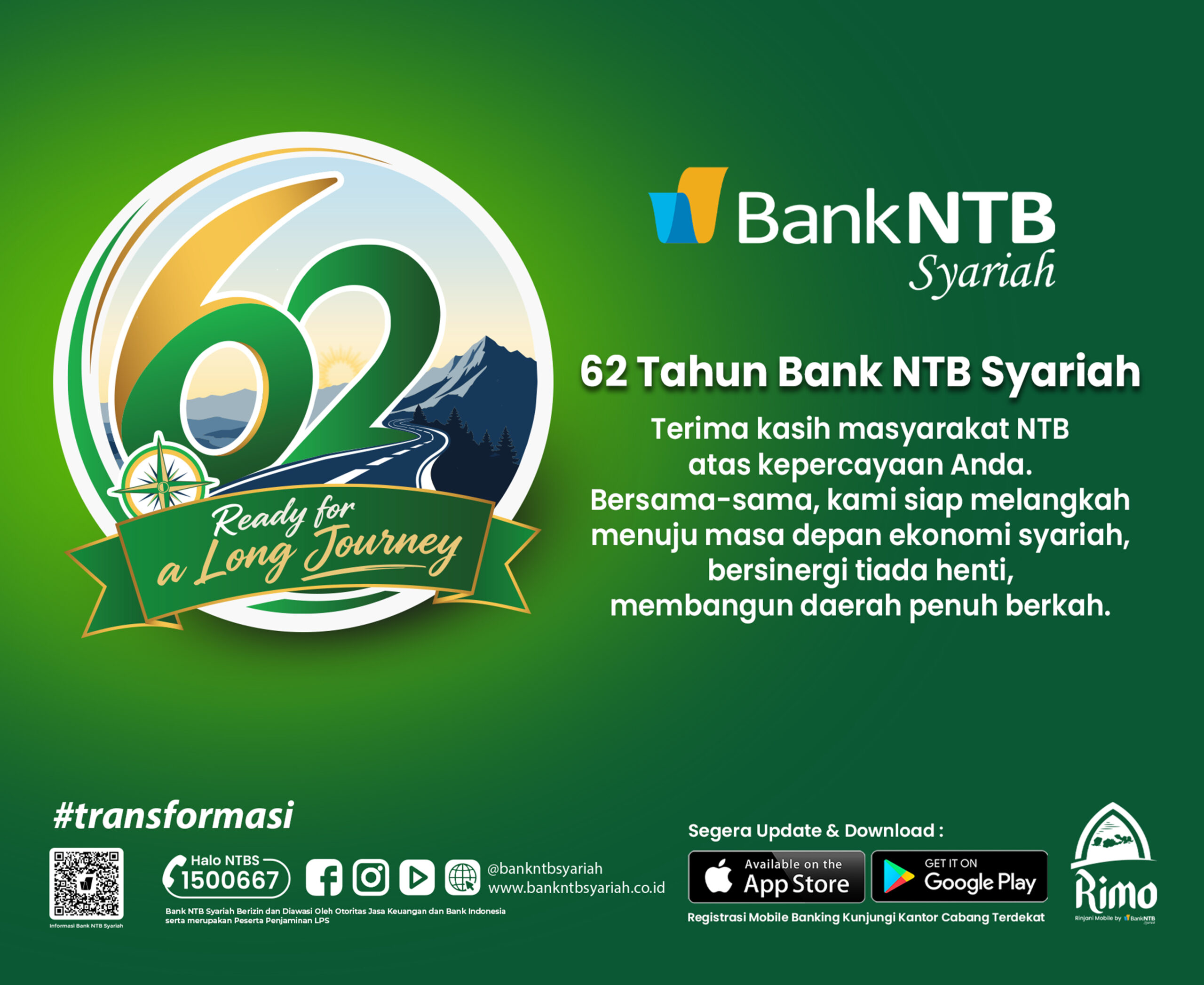 Bank NTB Syariah Rayakan 62 Tahun Perjalanan, Manajemen Ucapkan Terima Kasih kepada Masyarakat NTB