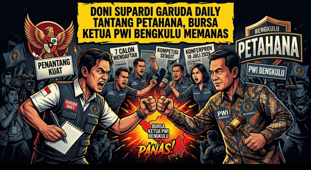 Bursa Ketua PWI Bengkulu Memanas, Doni Supardi Garuda Daily Tantang Petahana Marsal Abadi di Konferprov 18 Juli 2026