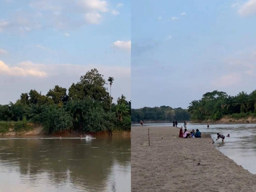 Musim Kemarau Ubah Sungai Way Kanan Jadi Pantai Pasir Putih Dadakan, Warga Berbondong ke Kampung Kartajaya