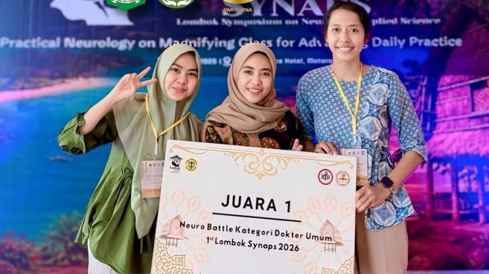 Tiga Dokter Umum RSUD Lombok Utara Juara 1 Neurobattle Lombok Synaps 2026, Kalahkan RSUD Kota Mataram